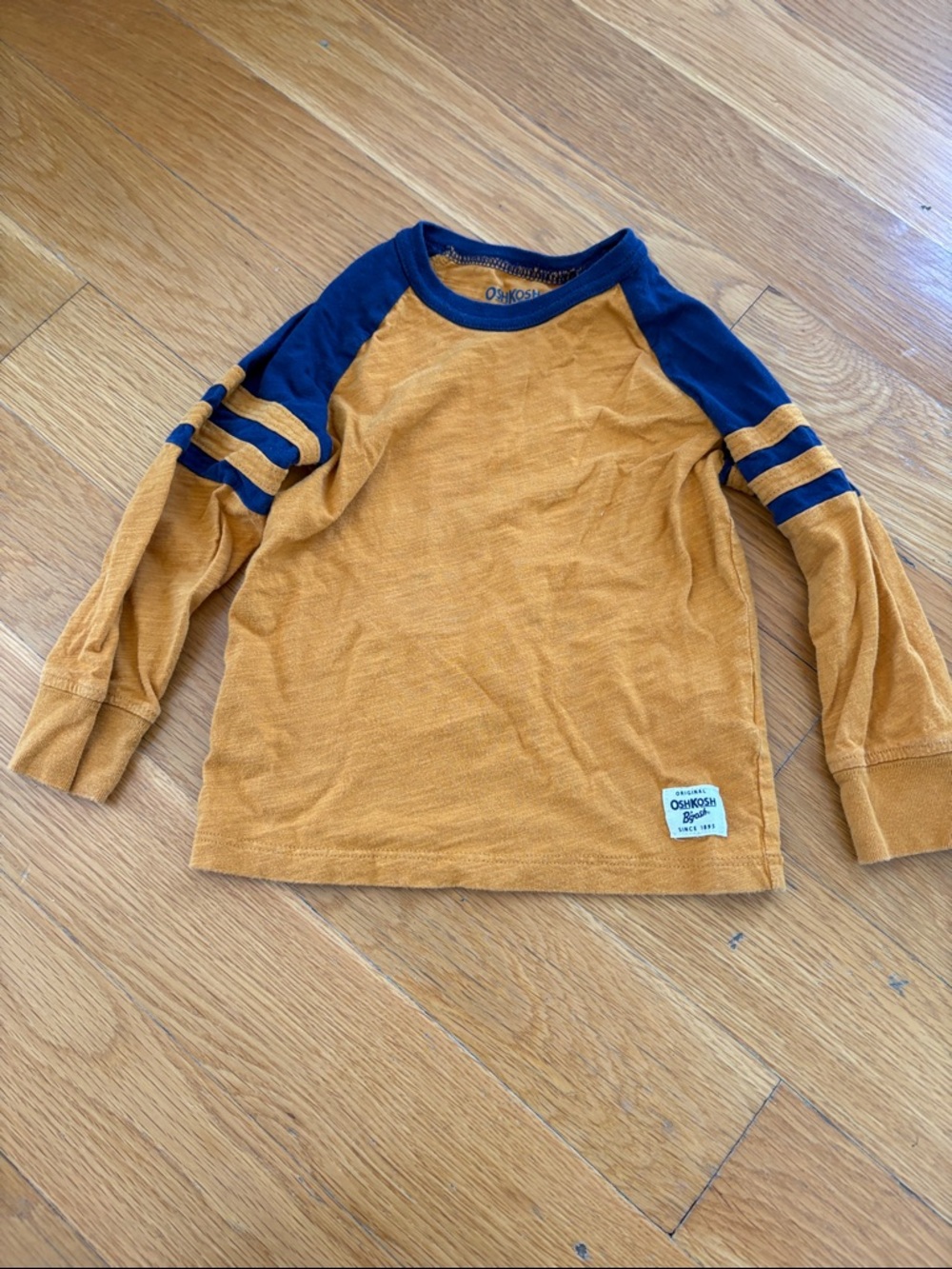 OshKosh B'gosh Mustard with Navy Raglan Long Sleeve Tee
